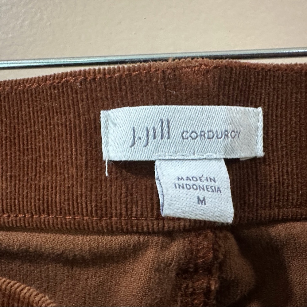 J. Jill Women's M Chocolate Brown Fine Wale Corduroy Pull-On Straight Pants New - Picture 4 of 8